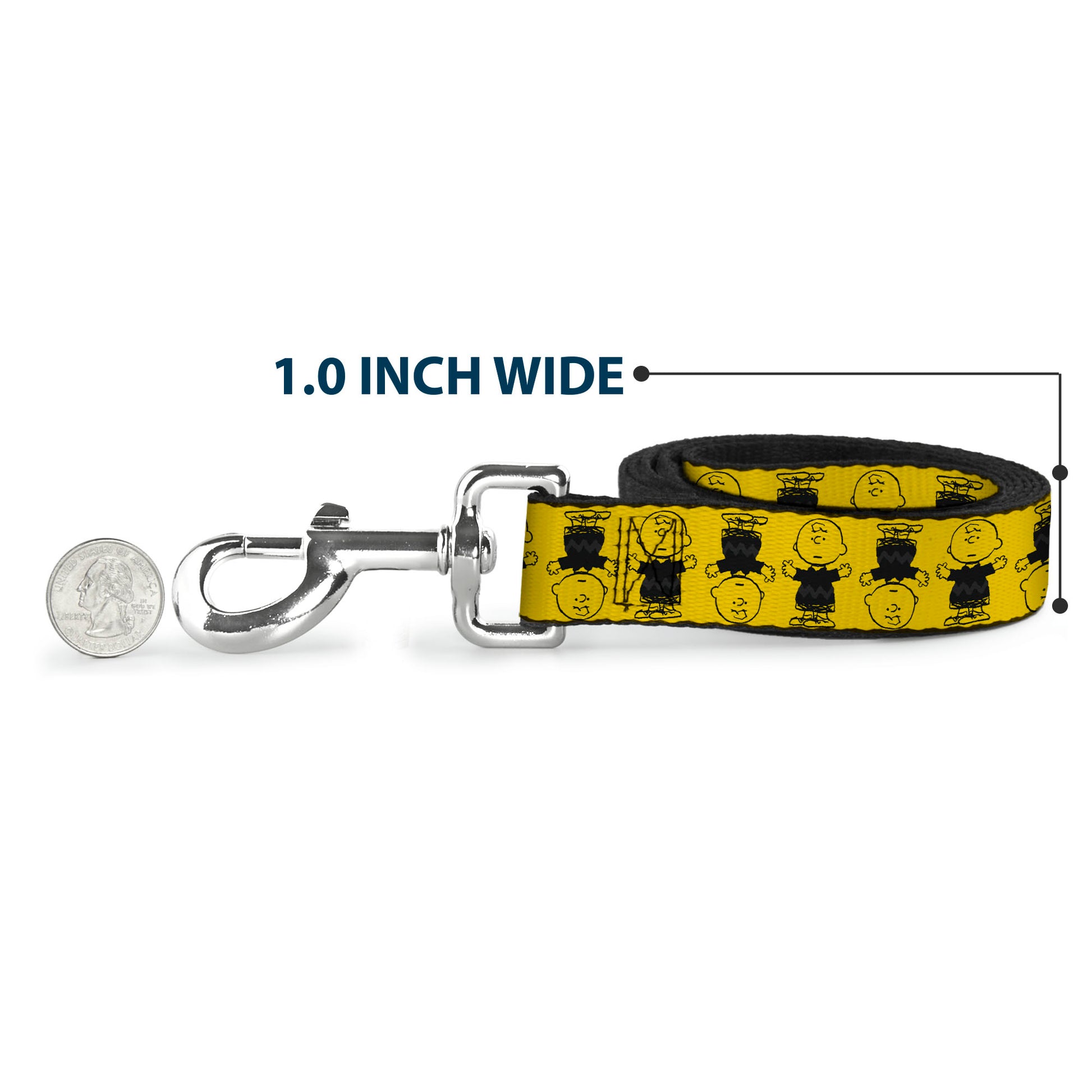 Dog Leash - Peanuts Charlie Brown Pose Flip Yellow/Black Dog Leashes Peanuts