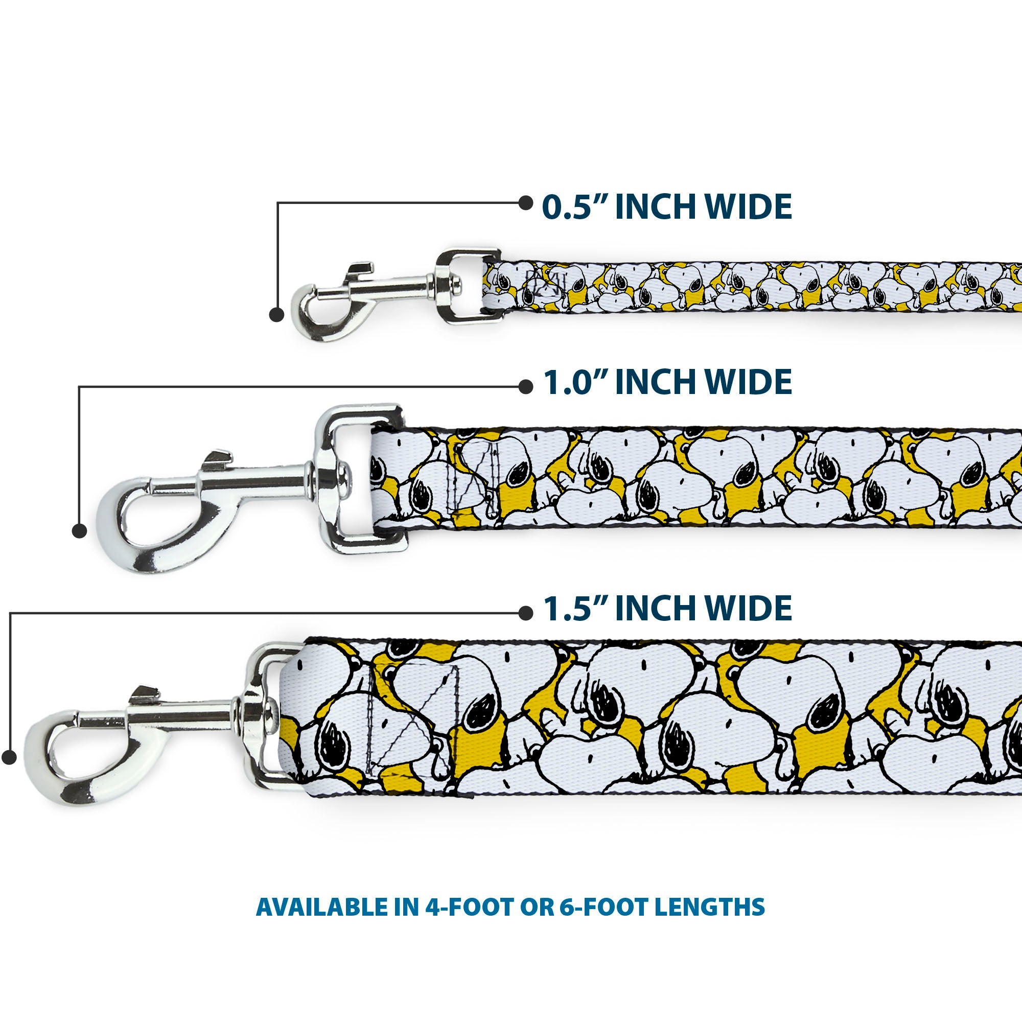 Dog Leash - Peanuts Snoopy Pose Stacked Yellow Dog Leashes Peanuts