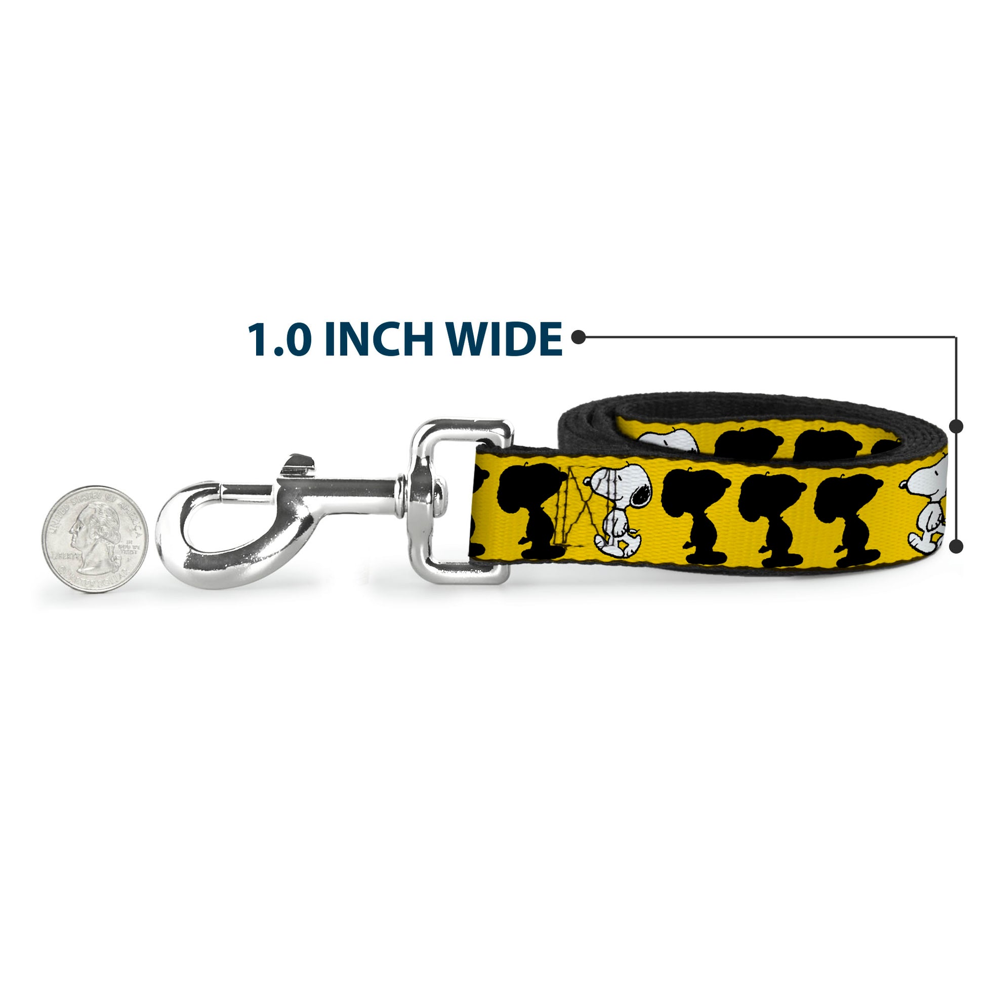 Dog Leash - Peanuts Snoopy Walking/Silhouette Pose Yellow/Black/White Dog Leashes Peanuts