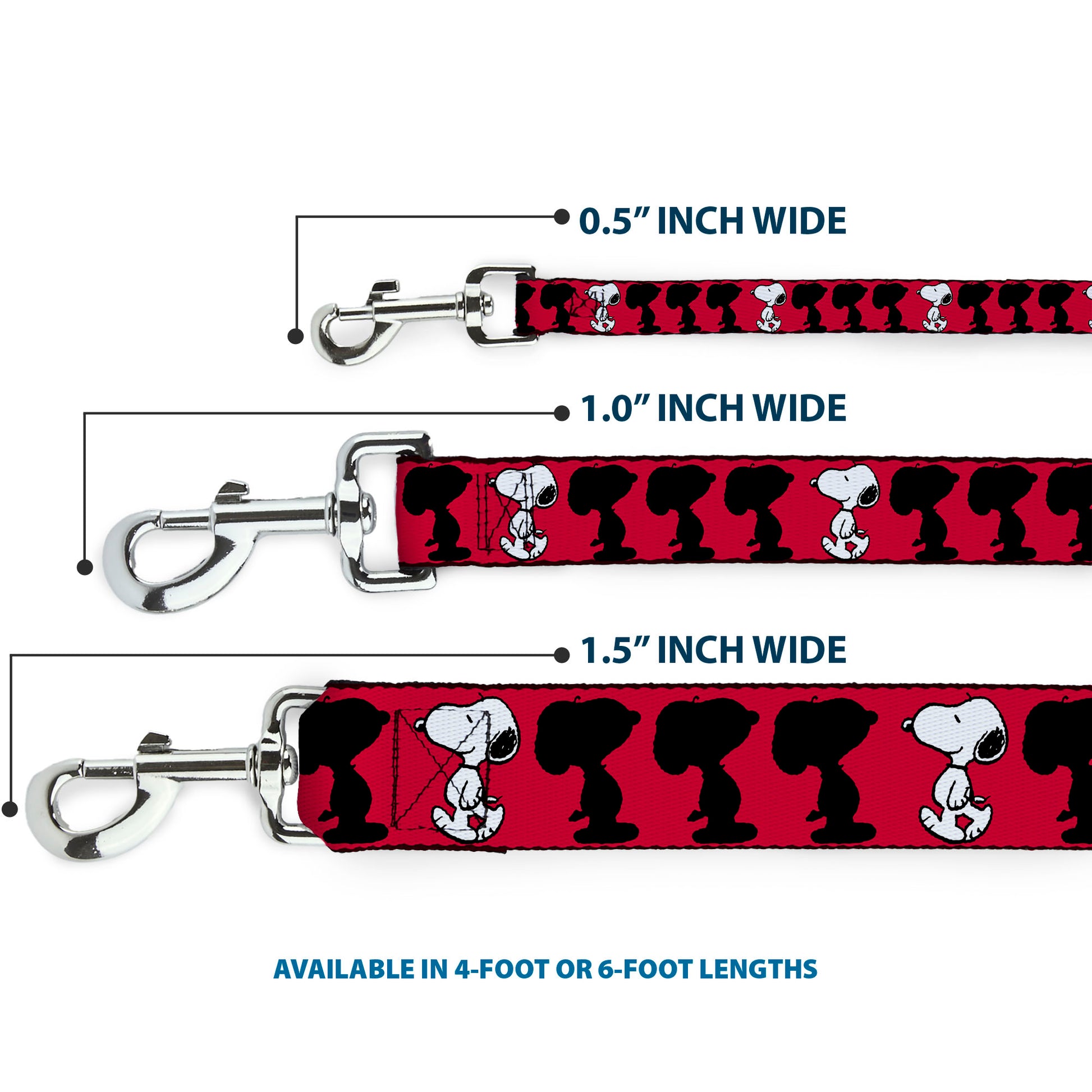 Dog Leash - Peanuts Snoopy Walking/Silhouette Pose Red/Black/White Dog Leashes Peanuts
