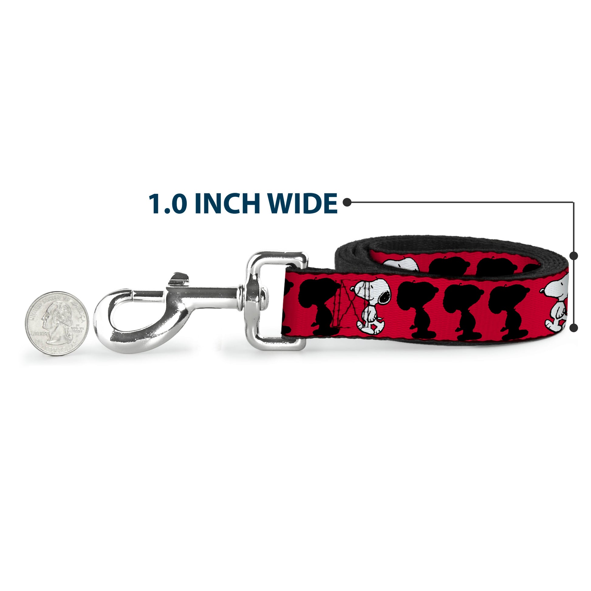 Dog Leash - Peanuts Snoopy Walking/Silhouette Pose Red/Black/White Dog Leashes Peanuts