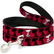 Dog Leash - Peanuts Snoopy Walking/Silhouette Pose Red/Black/White Dog Leashes Peanuts