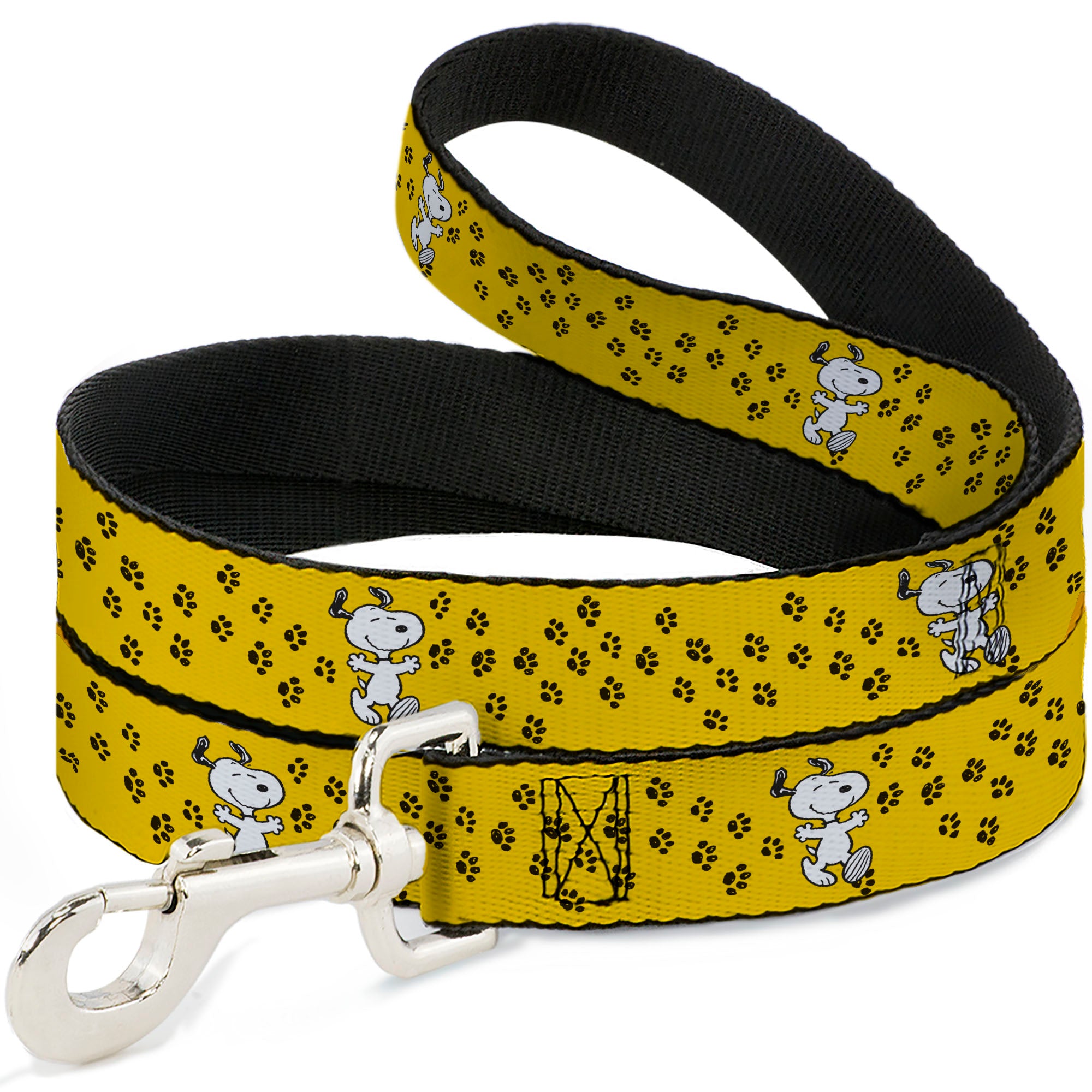 Dog Leash - Peanuts Snoopy Smiling Pose/Paw Print Yellow/Black/White Dog Leashes Peanuts