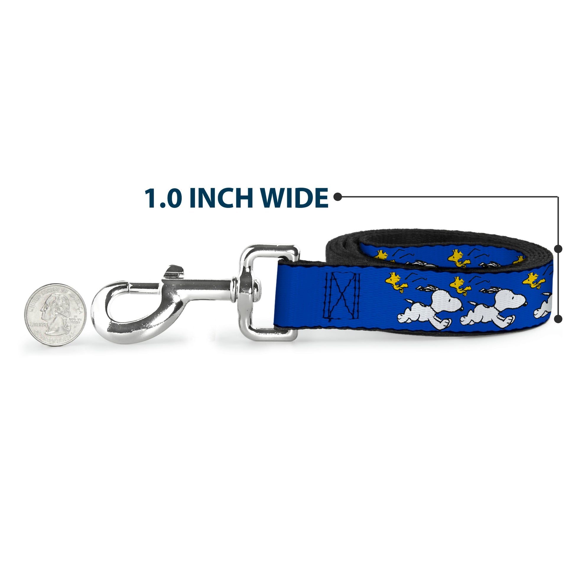 Dog Leash - Peanuts Snoopy Running and Woodstock Pose Blue Dog Leashes Peanuts Worldwide LLC