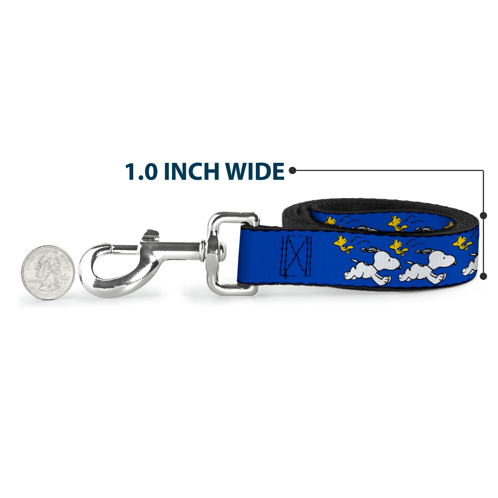 Dog Leash - Peanuts Snoopy Running and Woodstock Pose Blue Dog Leashes Peanuts Worldwide LLC