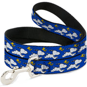 Dog Leash - Peanuts Snoopy Running and Woodstock Pose Blue Dog Leashes Peanuts Worldwide LLC