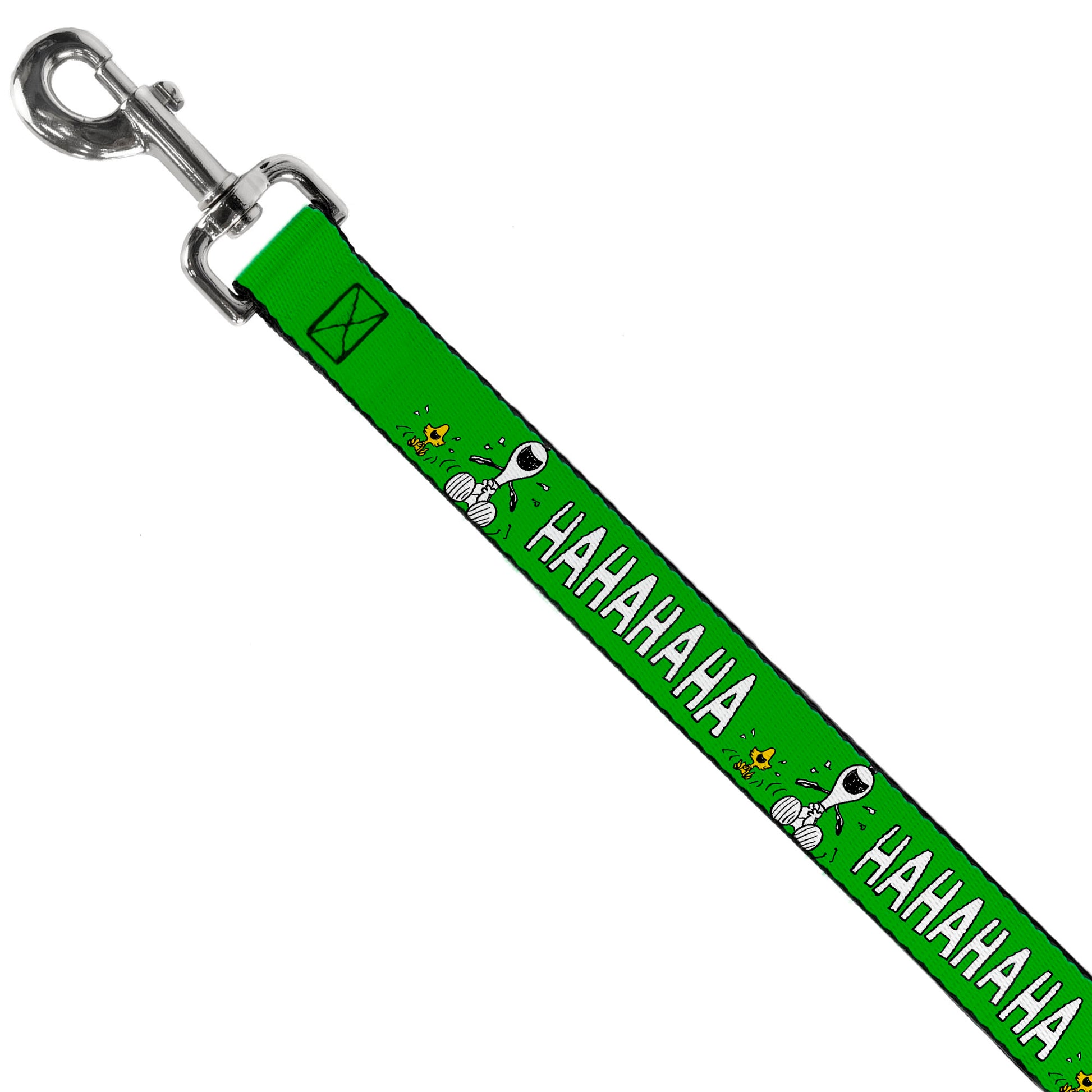 Dog Leash - Peanuts Snoopy and Woodstock Laughing HAHA Pose Green Dog Leashes Peanuts