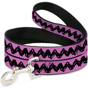 Dog Leash - Peanuts Charlie Brown Zig Zag Stripe Pink/Black Dog Leashes Peanuts