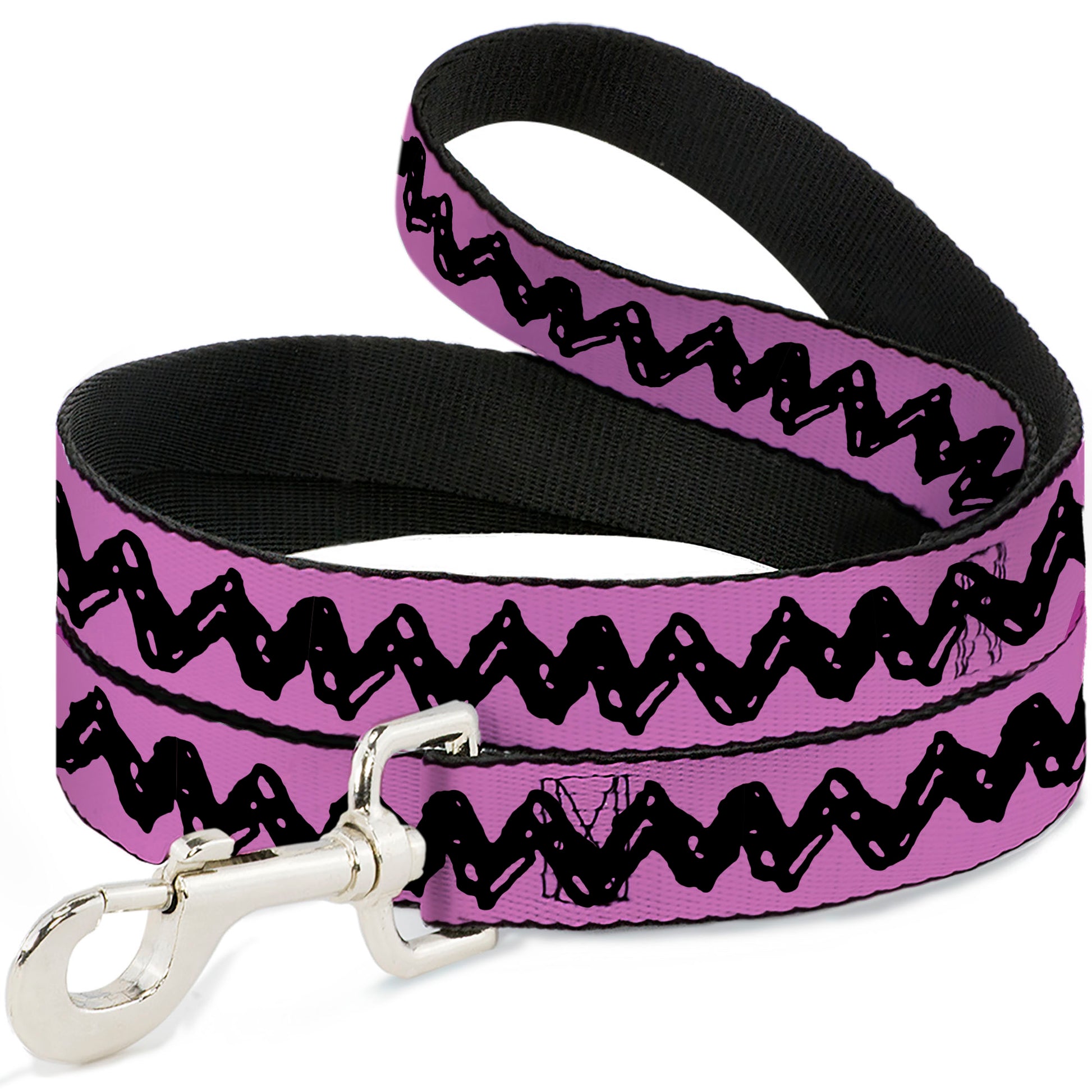 Dog Leash - Peanuts Charlie Brown Zig Zag Stripe Pink/Black Dog Leashes Peanuts