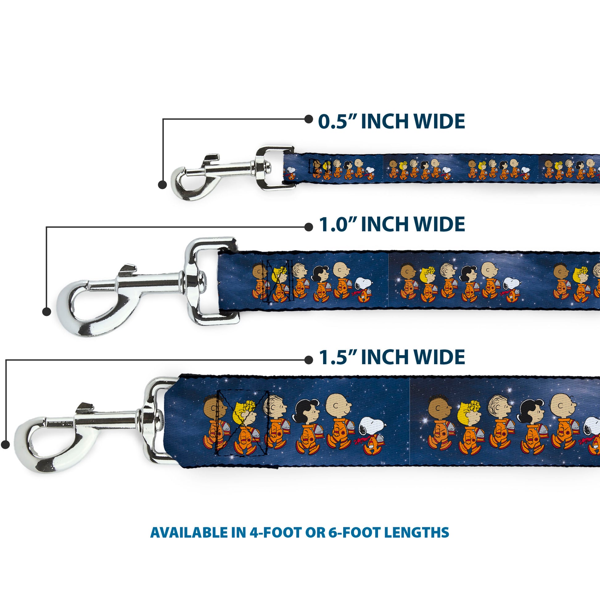 Dog Leash - Peanuts Gang Astronauts Space Walk Group Pose Blues Dog Leashes Peanuts