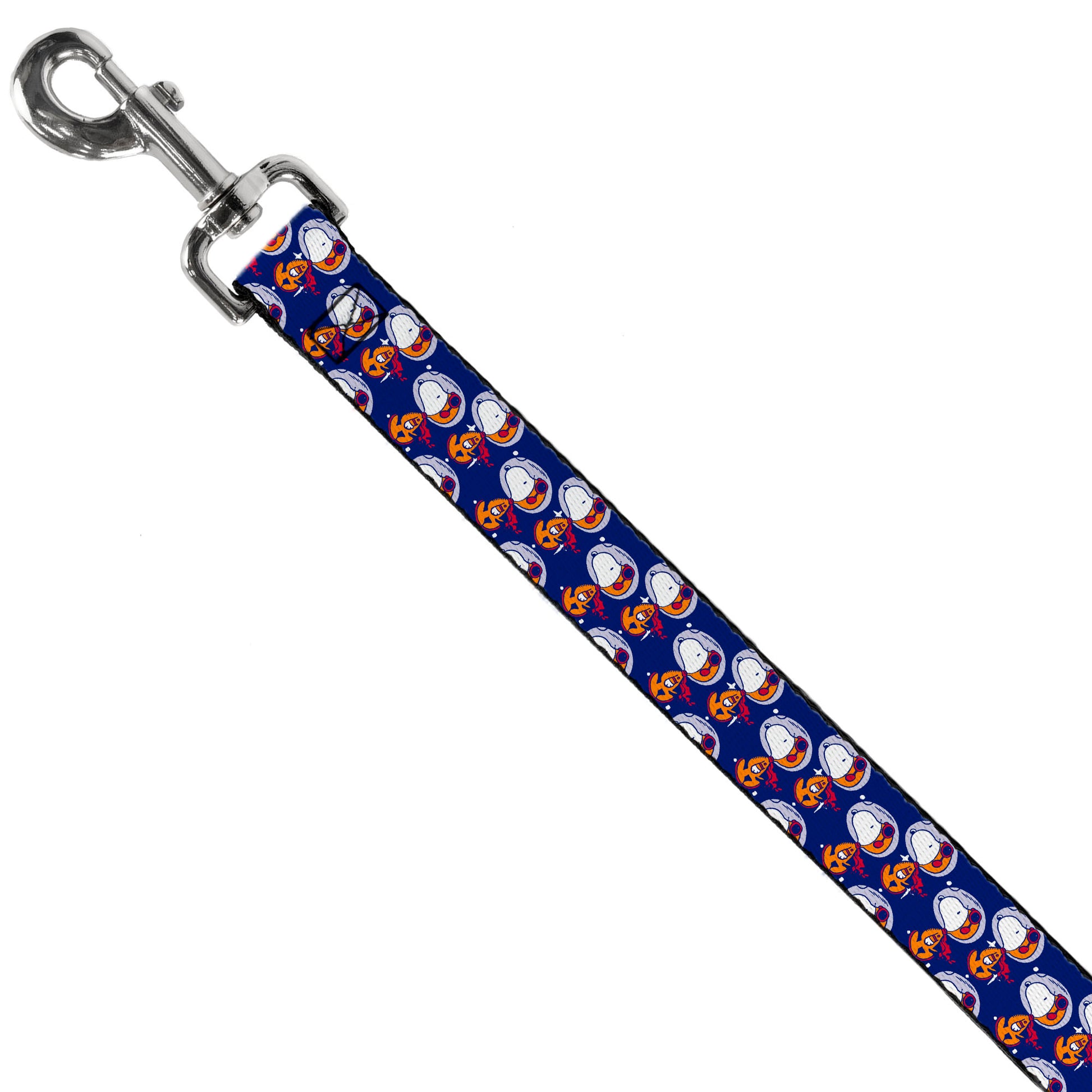 Dog Leash - Peanuts Astronaut Snoopy Walking Pose Scattered Blue/Orange Dog Leashes Peanuts