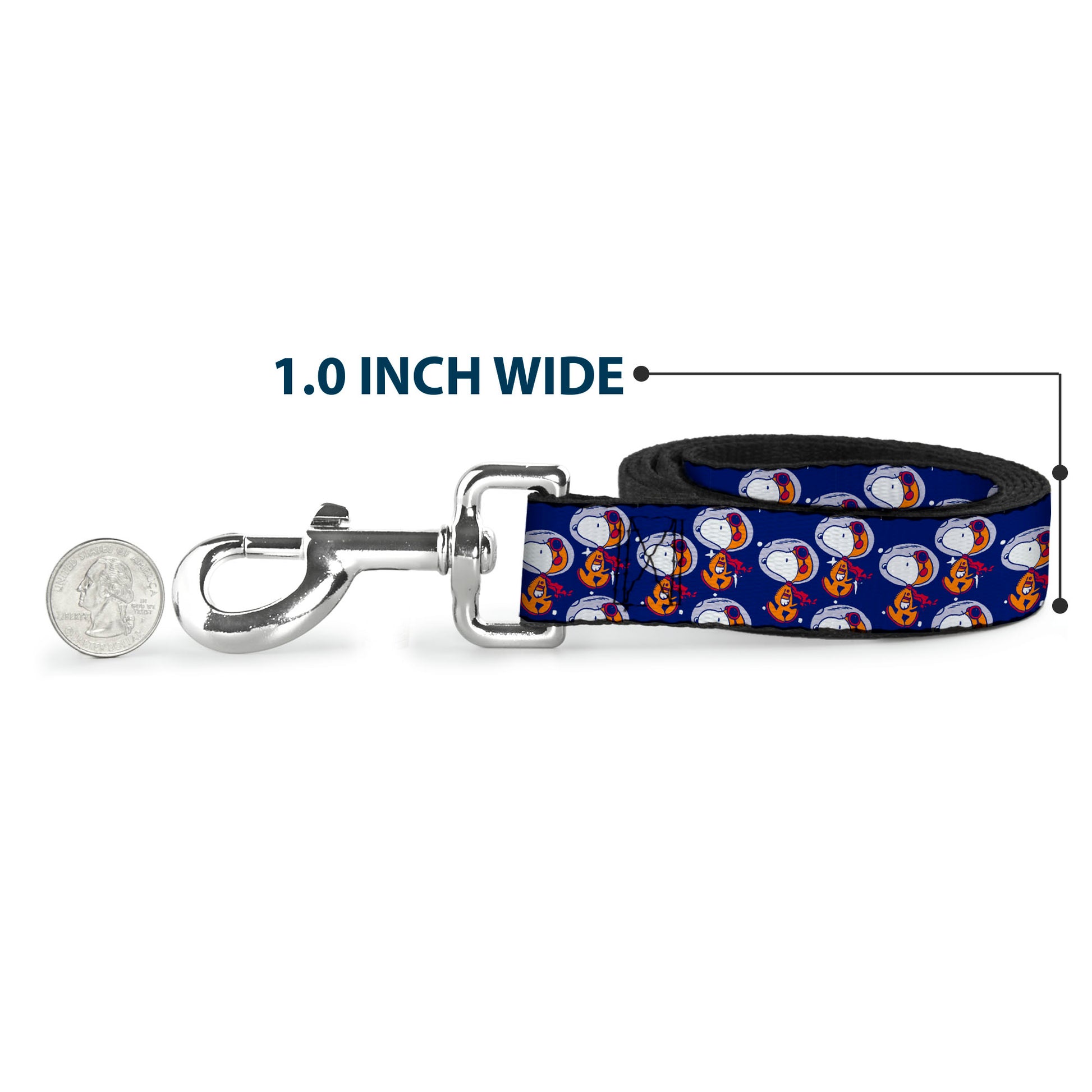 Dog Leash - Peanuts Astronaut Snoopy Walking Pose Scattered Blue/Orange Dog Leashes Peanuts