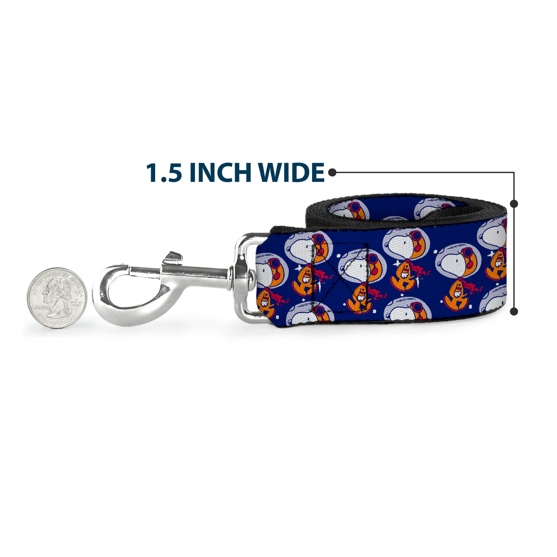 Dog Leash - Peanuts Astronaut Snoopy Walking Pose Scattered Blue/Orange Dog Leashes Peanuts