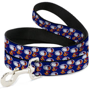 Dog Leash - Peanuts Astronaut Snoopy Walking Pose Scattered Blue/Orange Dog Leashes Peanuts