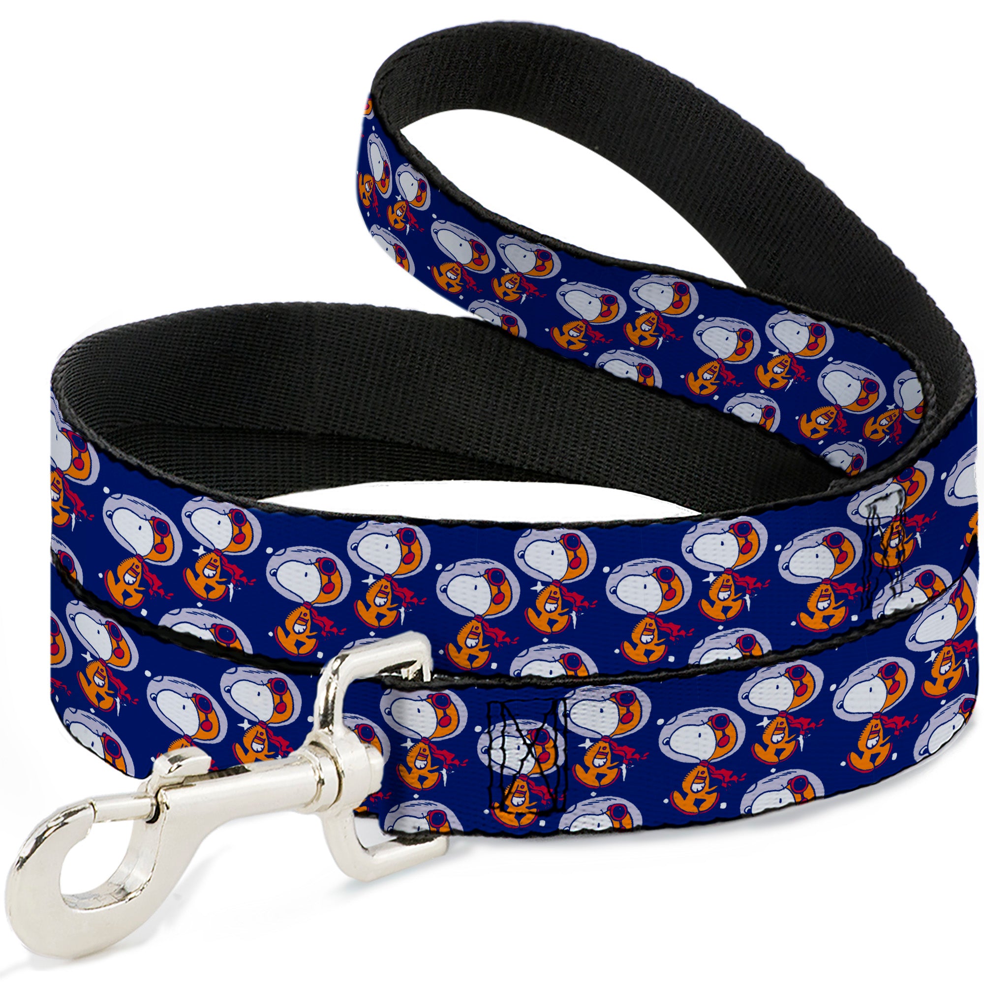 Dog Leash - Peanuts Astronaut Snoopy Walking Pose Scattered Blue/Orange Dog Leashes Peanuts