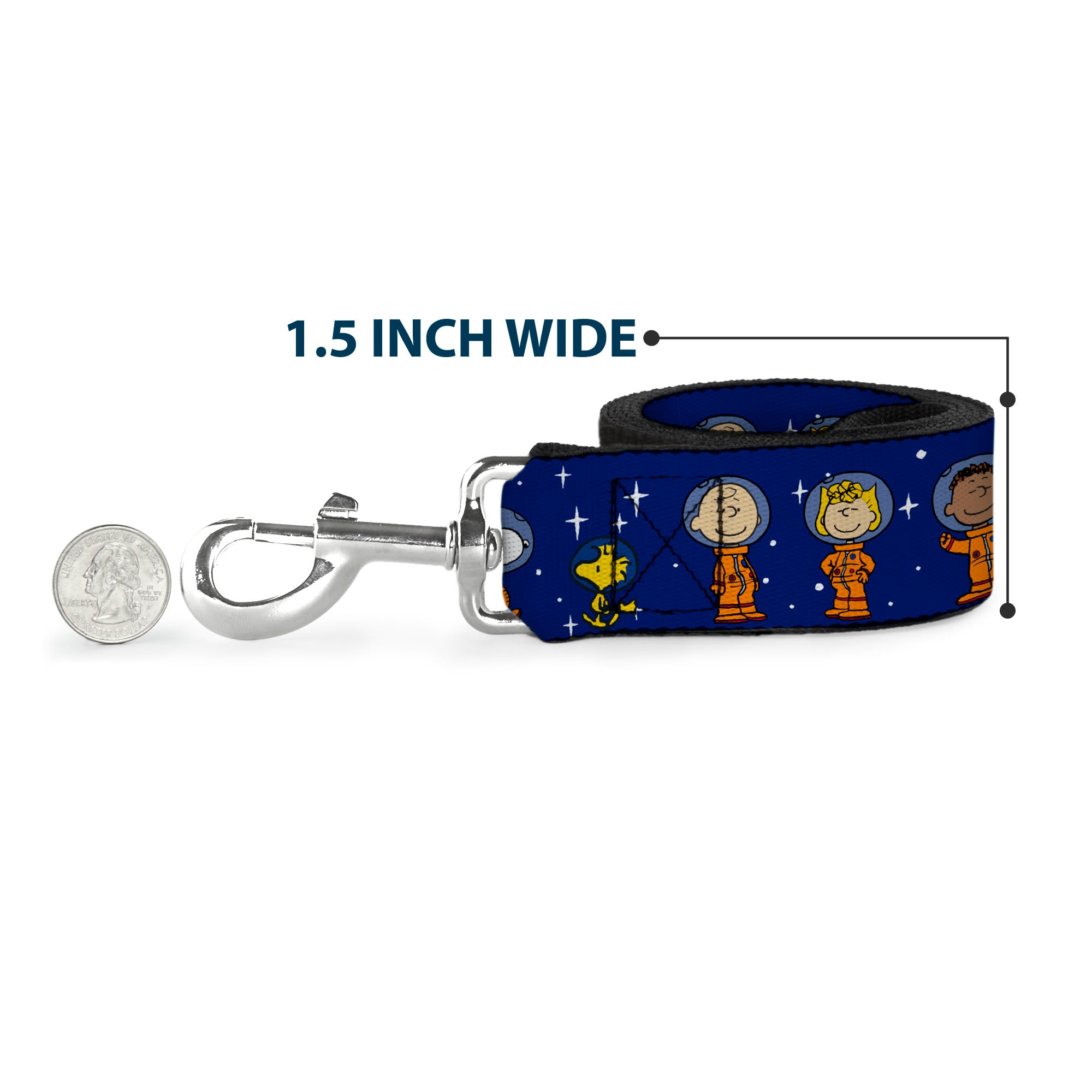 Dog Leash - Peanuts Gang Astronauts Standing Poses Stars Blue/White Dog Leashes Peanuts