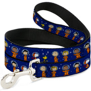 Dog Leash - Peanuts Gang Astronauts Standing Poses Stars Blue/White Dog Leashes Peanuts