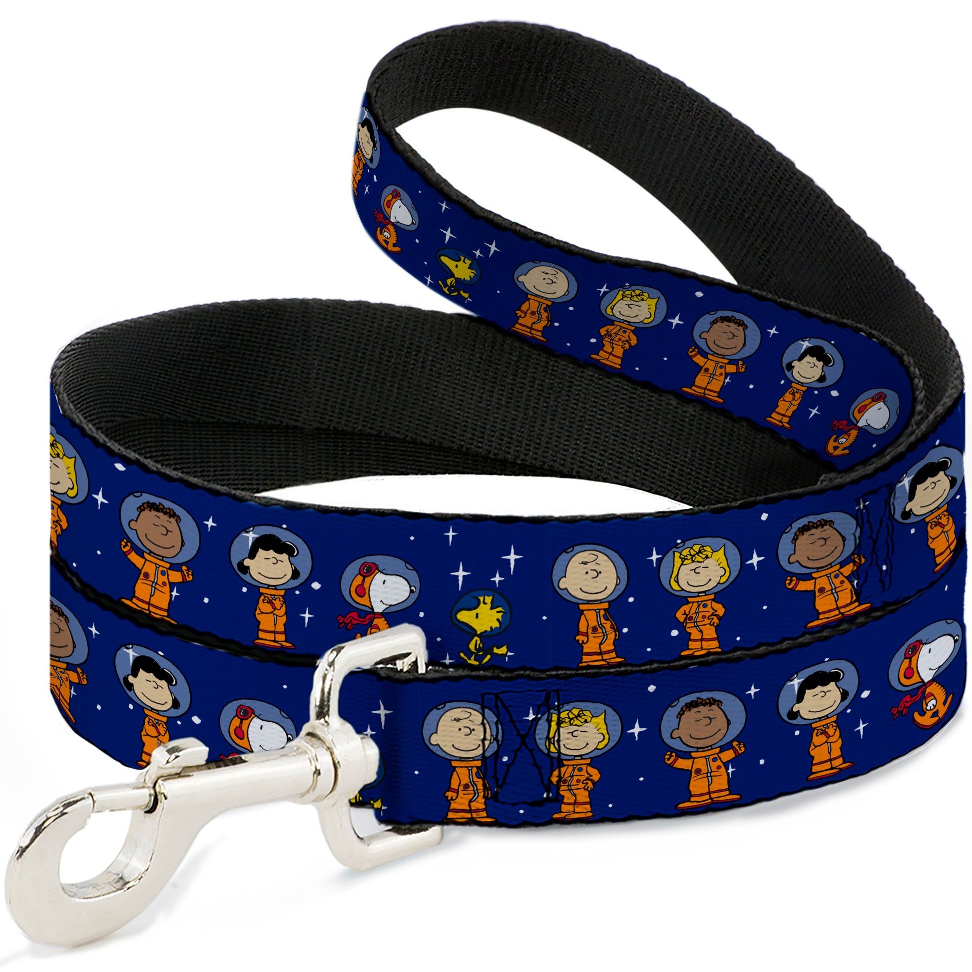 Dog Leash - Peanuts Gang Astronauts Standing Poses Stars Blue/White Dog Leashes Peanuts