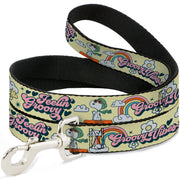 Dog Leash - Peanuts Snoopy Flying Ace and Woodstock GROOVY Quotes Collage Yellow Dog Leashes Peanuts