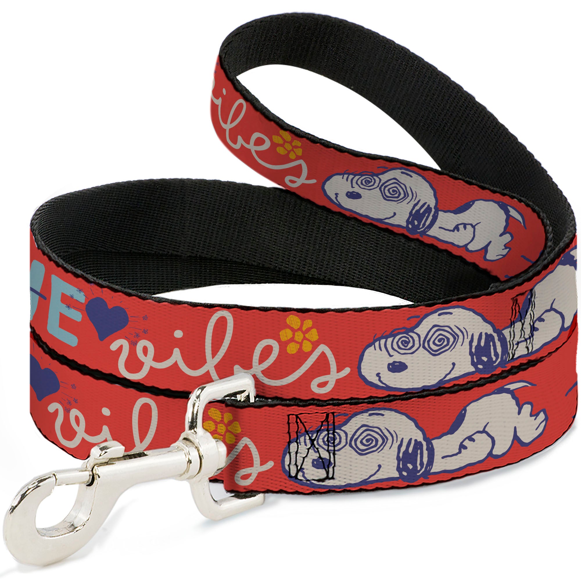 Dog Leash - Peanuts Gang SEMI-POSITIVE VIBES Quote Red/Blues/White Dog Leashes Peanuts