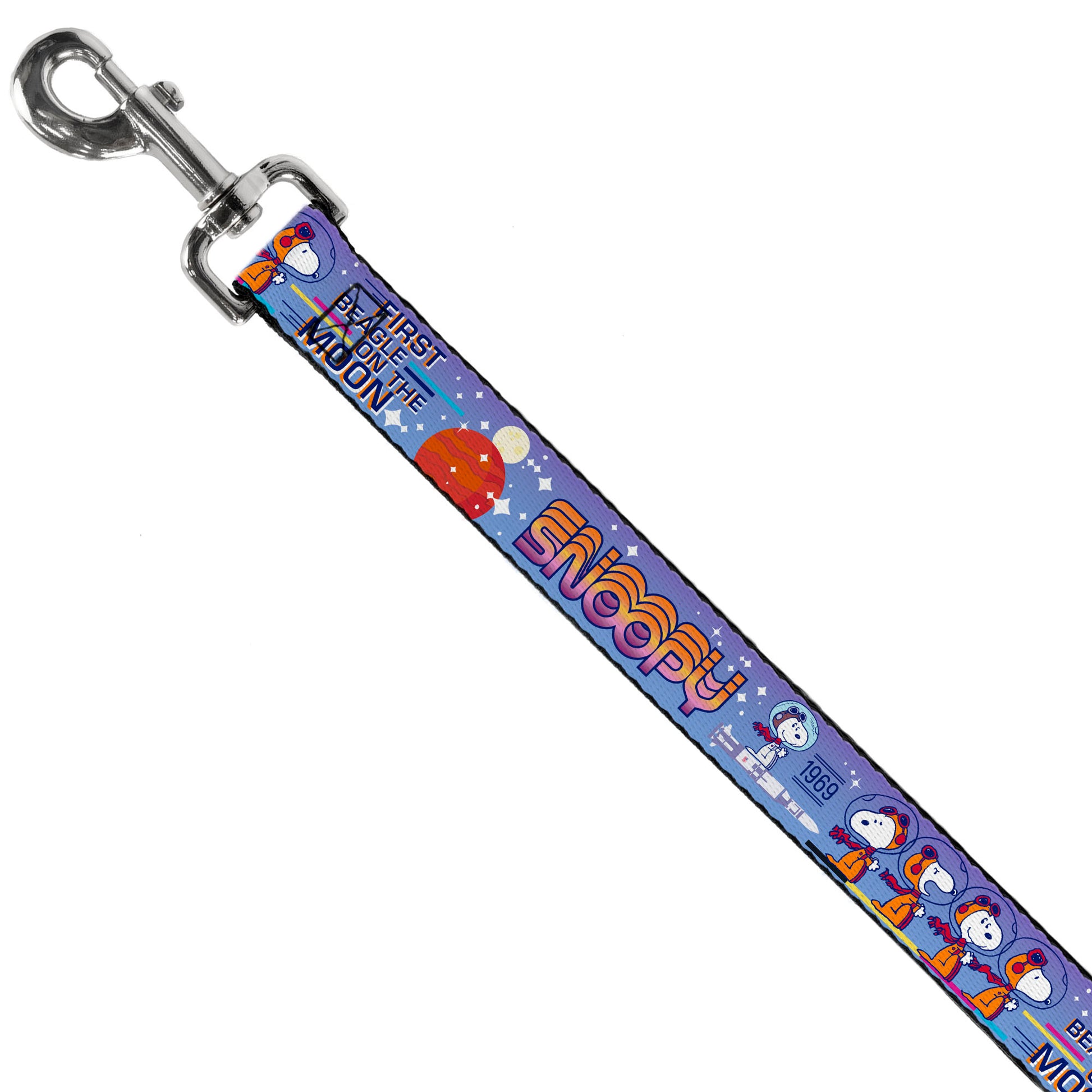 Dog Leash - Peanuts Astronaut Snoopy Launch Poses and Text White/Multi Color Dog Leashes Peanuts