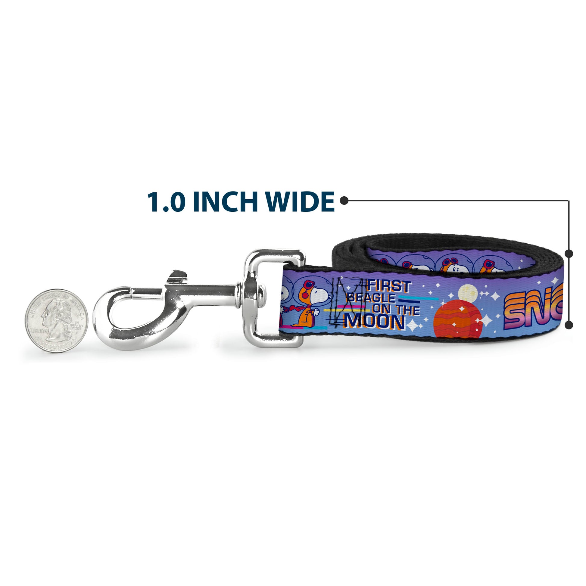 Dog Leash - Peanuts Astronaut Snoopy Launch Poses and Text White/Multi Color Dog Leashes Peanuts
