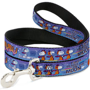 Dog Leash - Peanuts Astronaut Snoopy Launch Poses and Text White/Multi Color Dog Leashes Peanuts