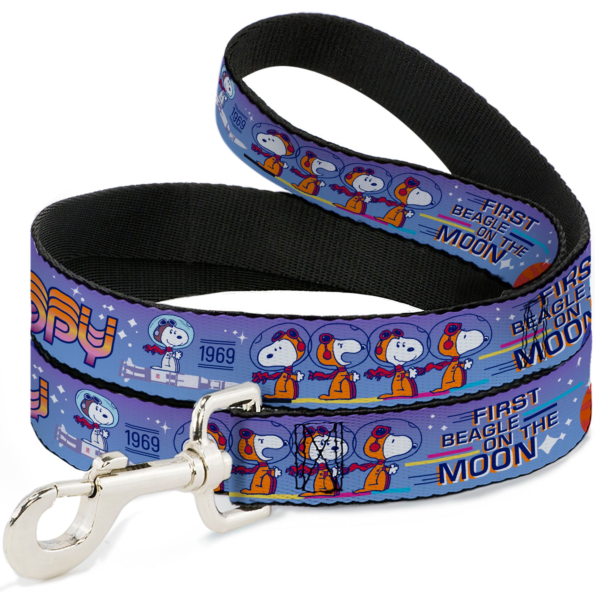 Dog Leash - Peanuts Astronaut Snoopy Launch Poses and Text White/Multi Color Dog Leashes Peanuts