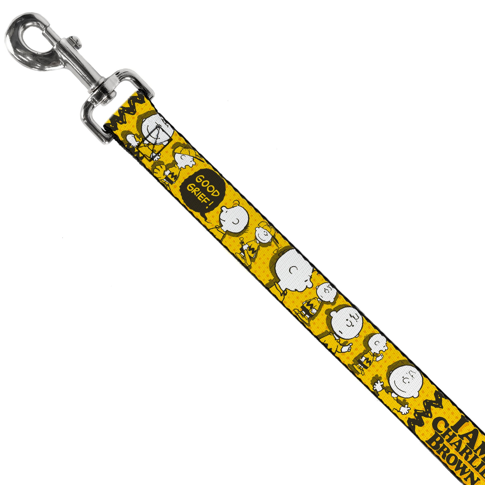 Dog Leash - Peanuts I AM CHARLIE BROWN Poses and Zig Zag Stripe Yellows/Black Dog Leashes Peanuts