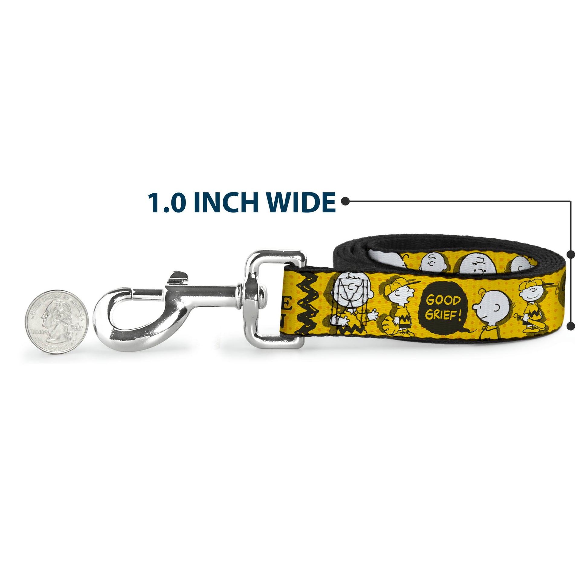 Dog Leash - Peanuts I AM CHARLIE BROWN Poses and Zig Zag Stripe Yellows/Black Dog Leashes Peanuts