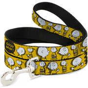 Dog Leash - Peanuts I AM CHARLIE BROWN Poses and Zig Zag Stripe Yellows/Black Dog Leashes Peanuts