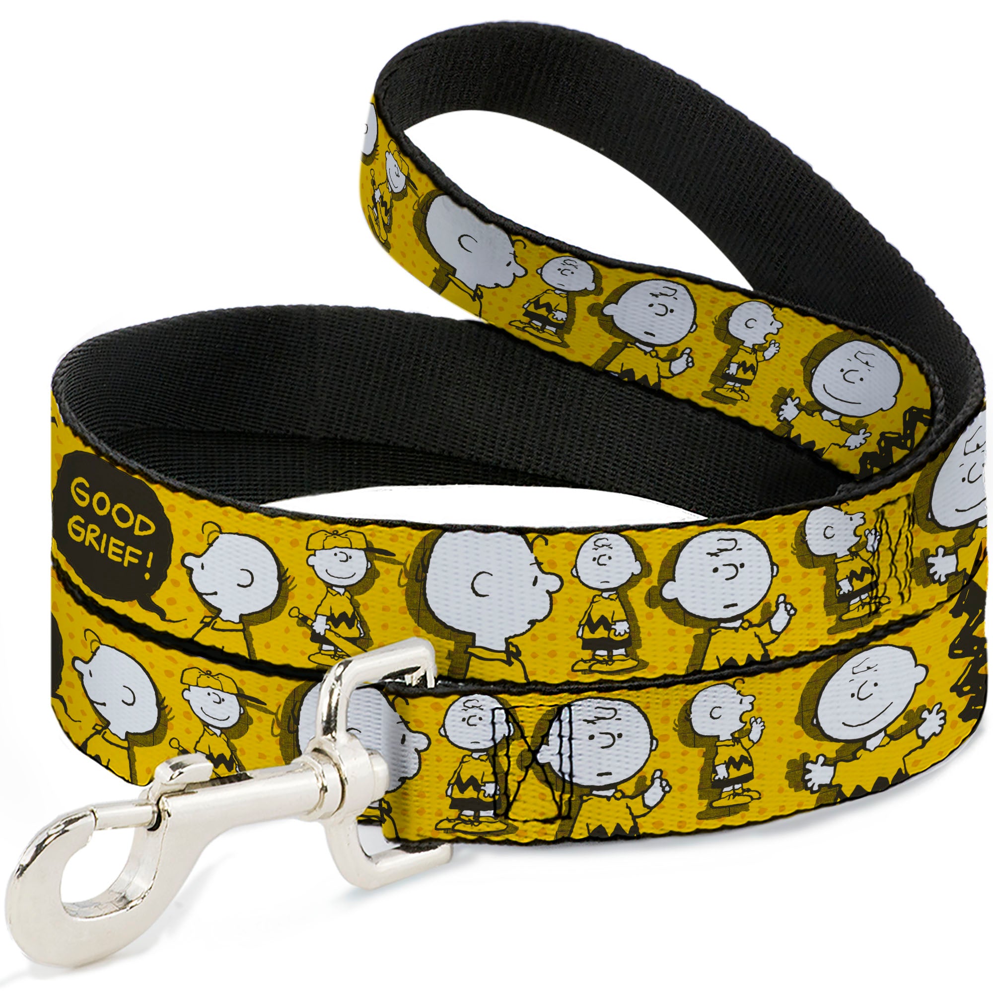 Dog Leash - Peanuts I AM CHARLIE BROWN Poses and Zig Zag Stripe Yellows/Black Dog Leashes Peanuts