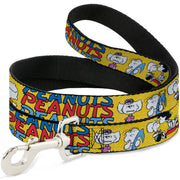 Dog Leash - PEANUTS Gang FEATURING GOOD OL CHARLIE BROWN Character Poses Yellow/Multi Color Dog Leashes Peanuts