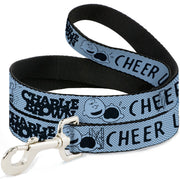 Dog Leash - CHARLIE BROWN Poses and Quotes Light Blue/Black Dog Leashes Peanuts