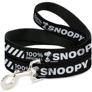 Dog Leash - Peanuts SNOOPY Care Symbols 100% ORIGINAL Black/White Dog Leashes Peanuts