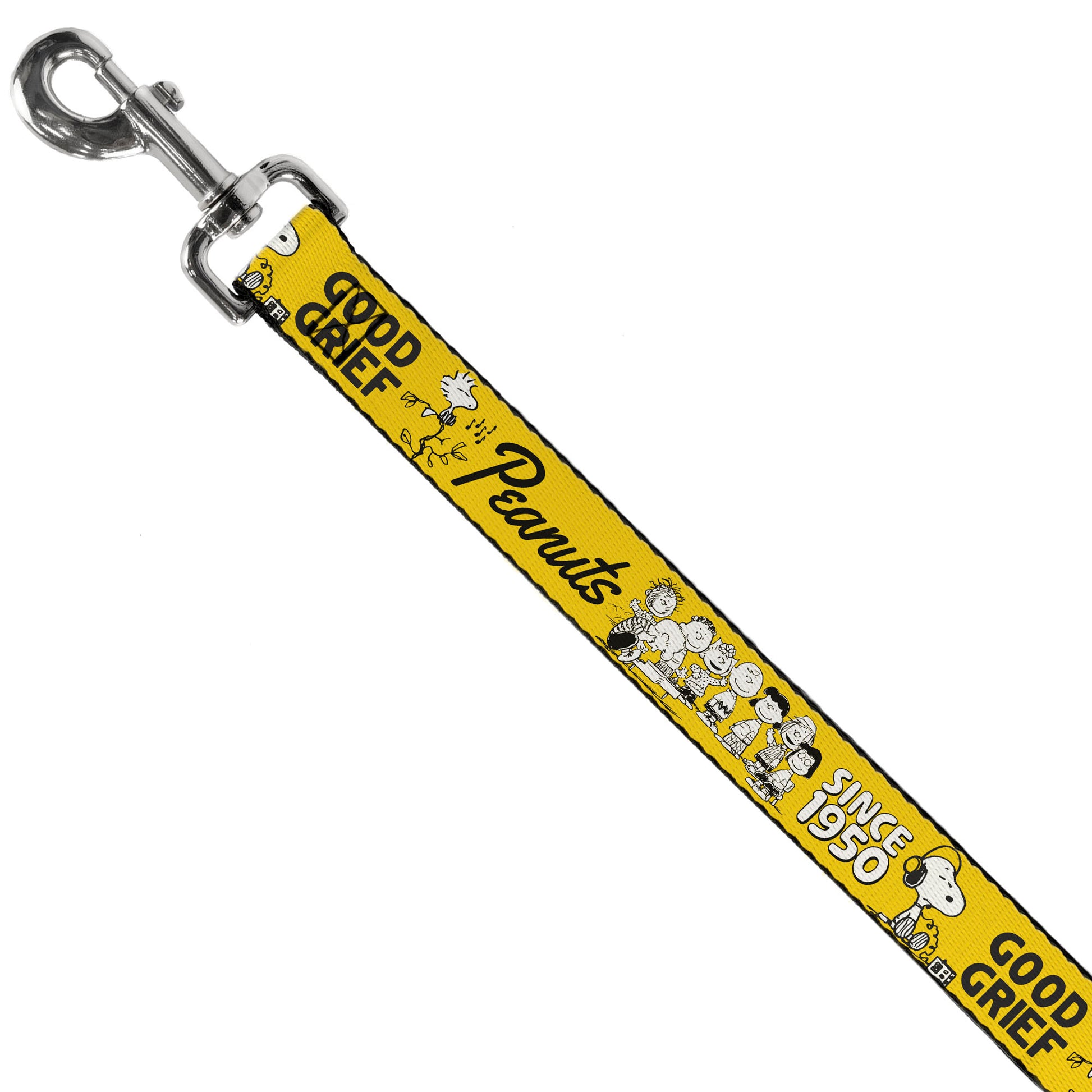 Dog Leash - PEANUTS Gang SINCE 1950 GOOD GRIEF Group Pose Yellow/Black Dog Leashes Peanuts