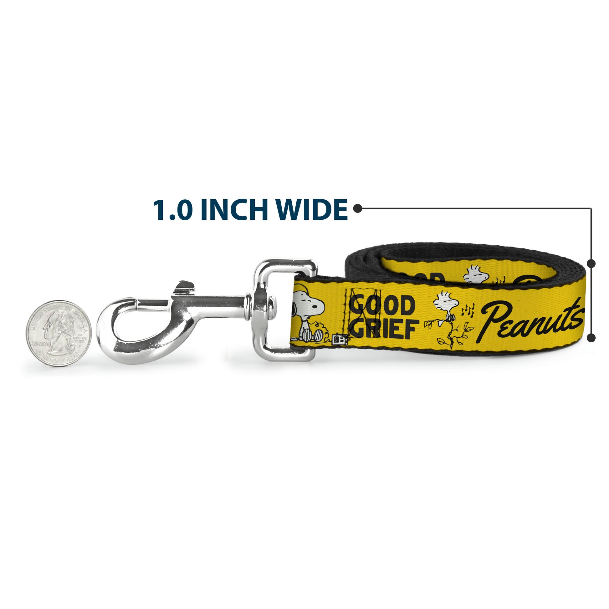 Dog Leash - PEANUTS Gang SINCE 1950 GOOD GRIEF Group Pose Yellow/Black Dog Leashes Peanuts