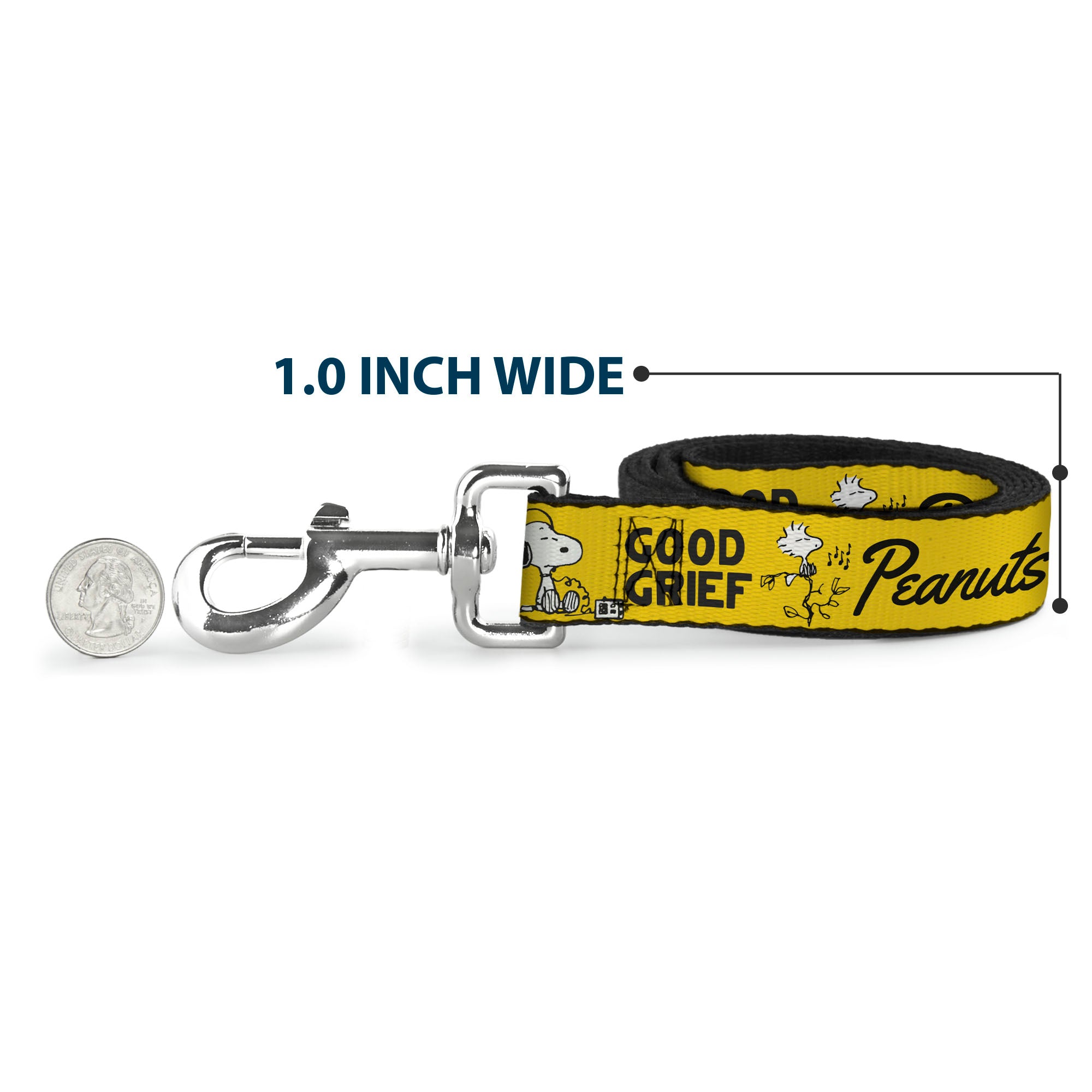Dog Leash - PEANUTS Gang SINCE 1950 GOOD GRIEF Group Pose Yellow/Black Dog Leashes Peanuts