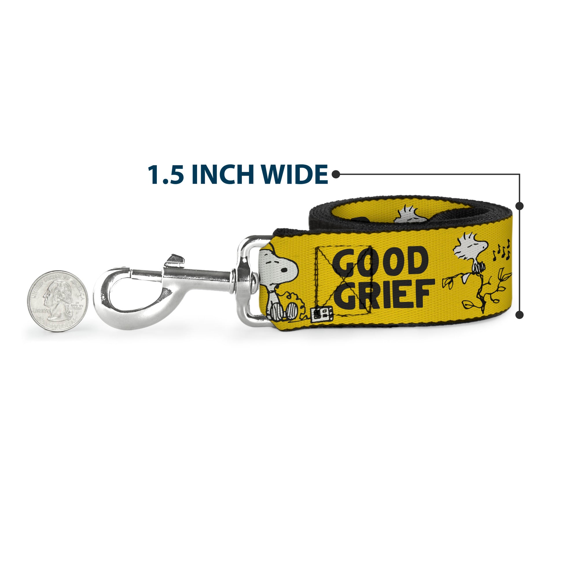 Dog Leash - PEANUTS Gang SINCE 1950 GOOD GRIEF Group Pose Yellow/Black Dog Leashes Peanuts