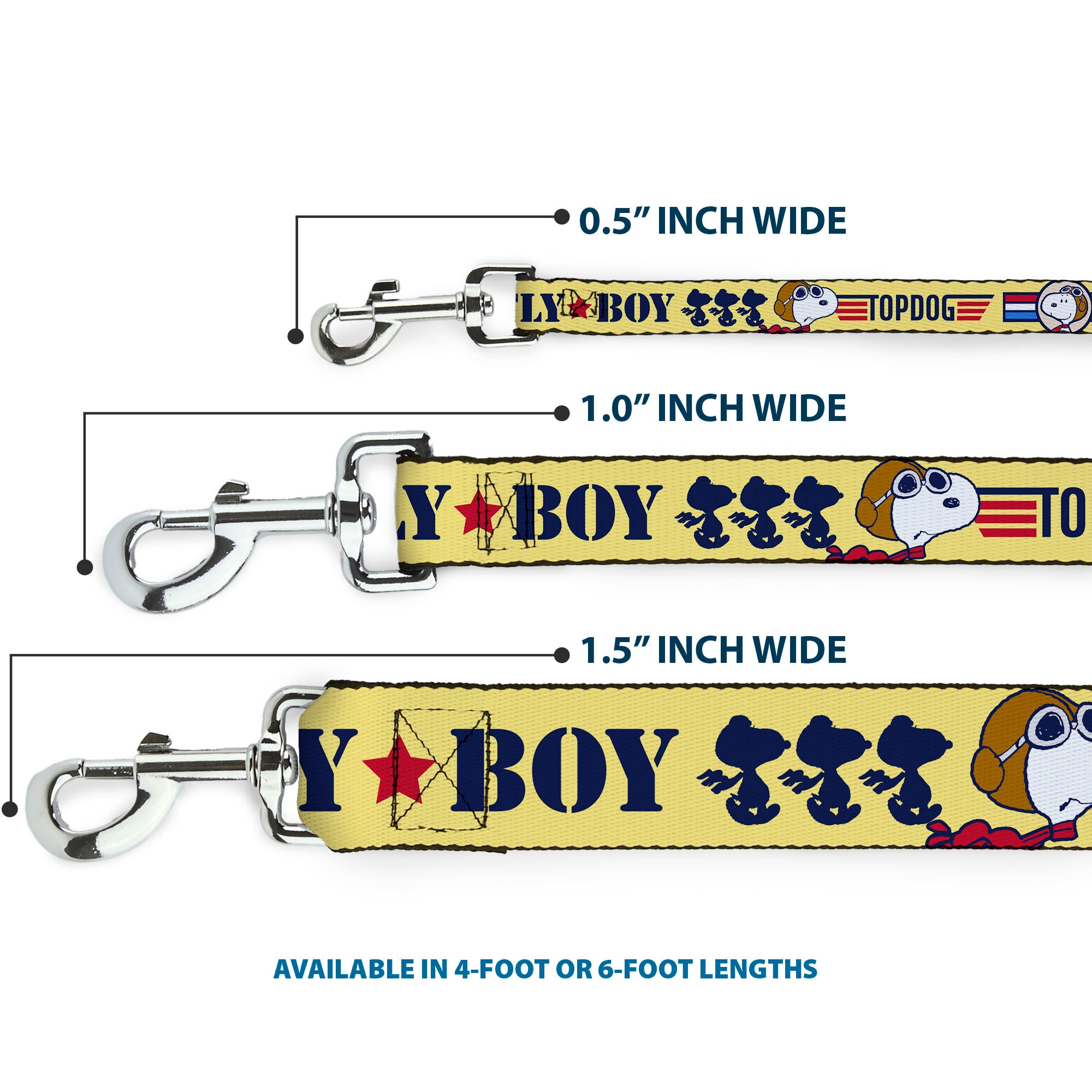 Dog Leash - Peanuts Snoopy FLY BOY TOP DOG Flying Ace Yellow/Blue/Red Dog Leashes Peanuts