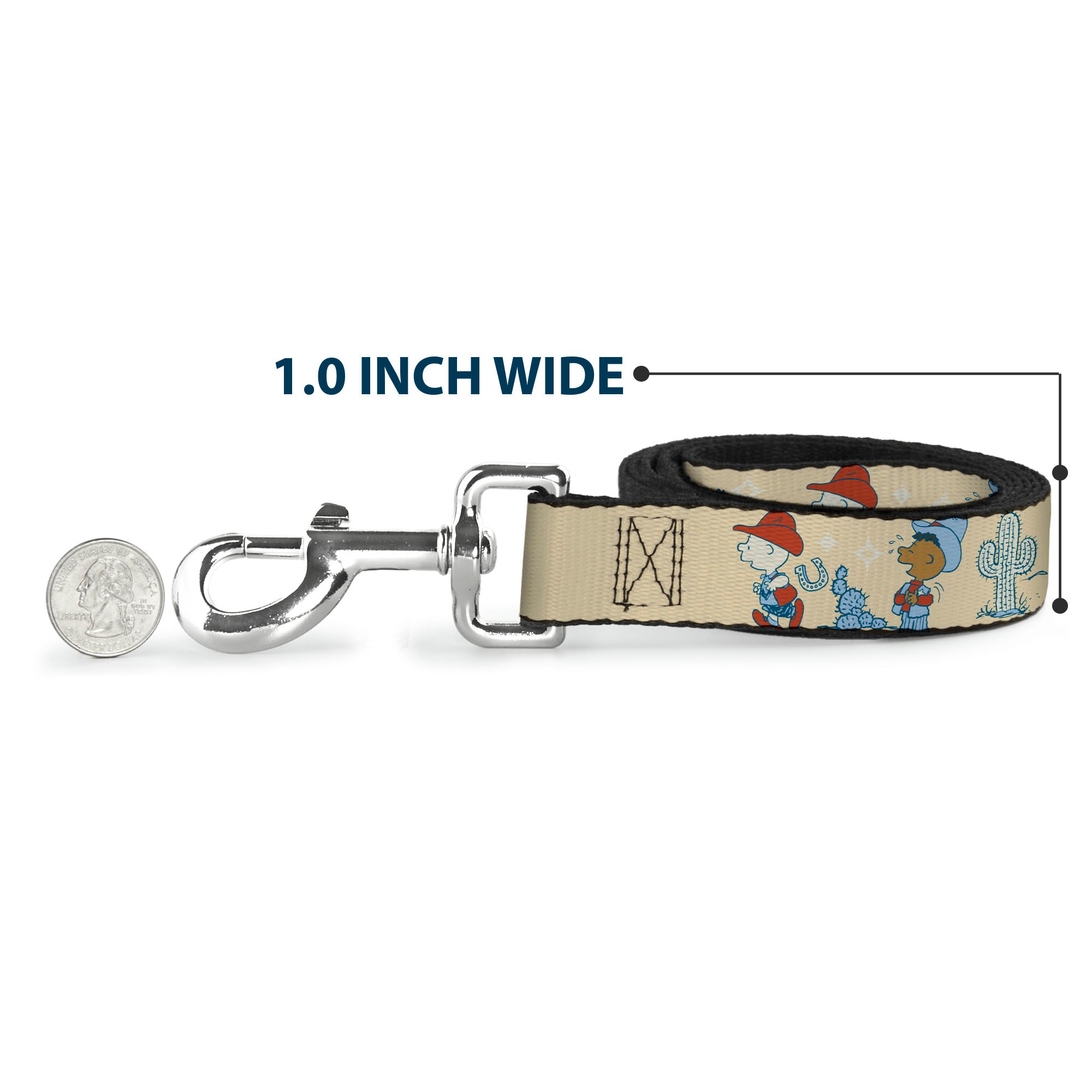 Dog Leash - Peanuts Snoopy and Friends Desert Cowboy Poses Beige Dog Leashes Peanuts