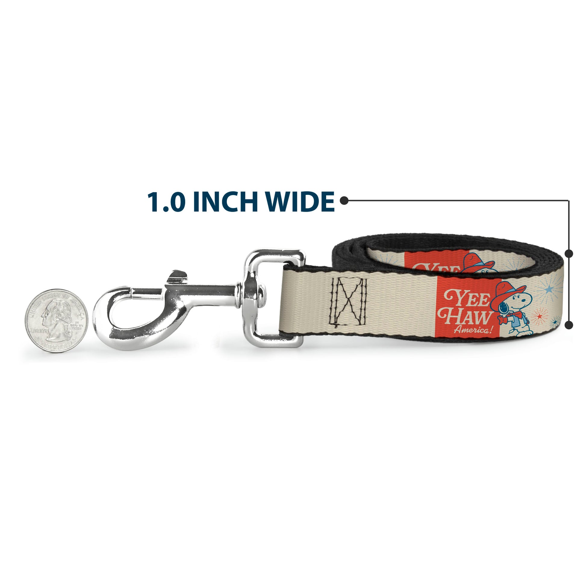 Dog Leash - Peanuts Snoopy YEE HAW AMERICA Pose and Icons Ivory/Blues/Red Dog Leashes Peanuts