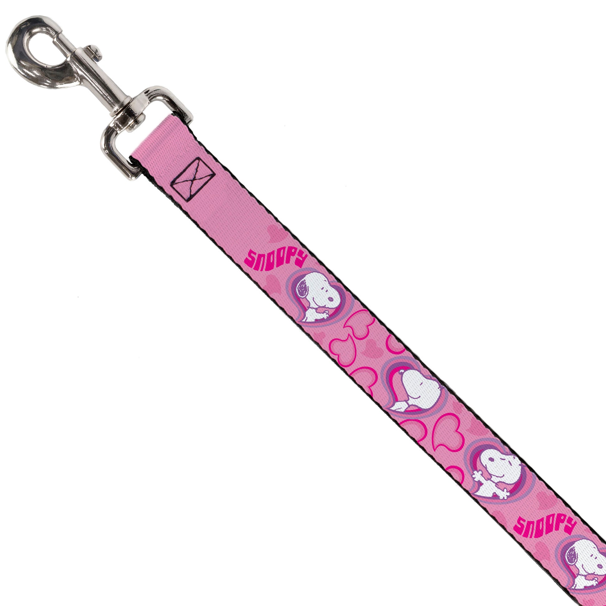 Dog Leash - Peanuts Snoopy Valentine Hearts Pose and Text Pinks/Lavenders Dog Leashes Peanuts