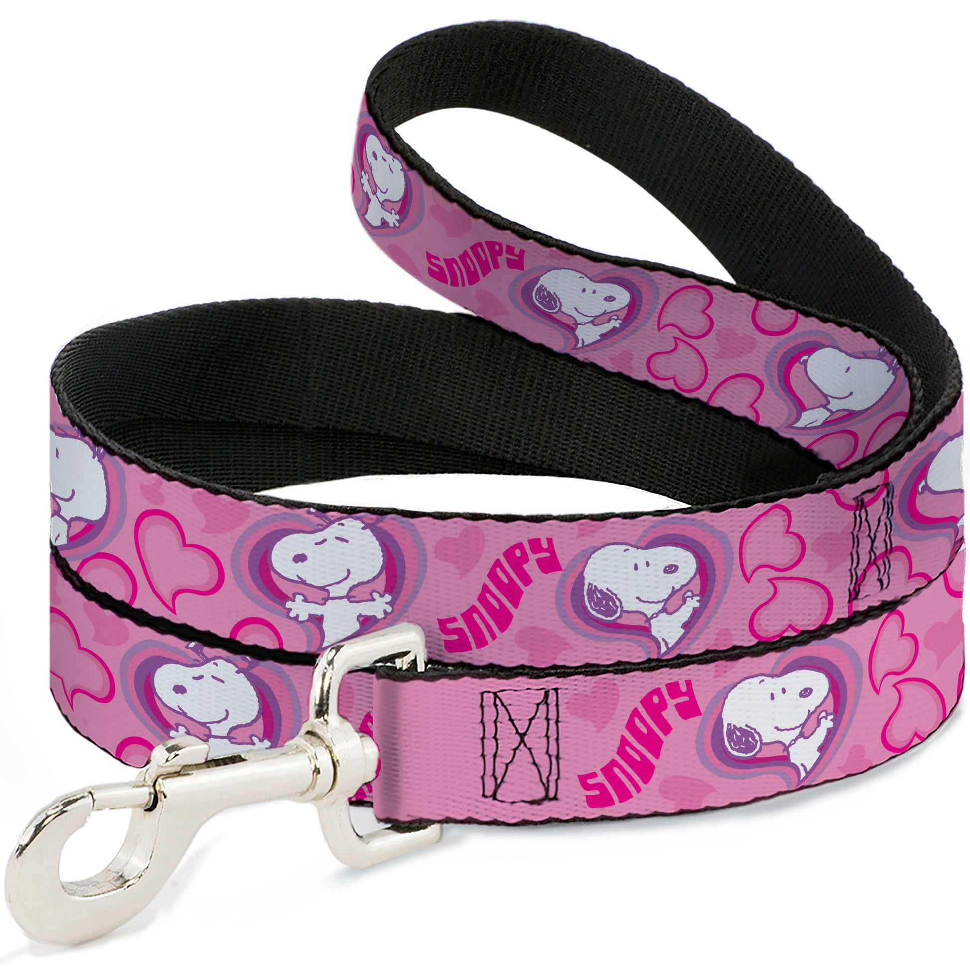 Dog Leash - Peanuts Snoopy Valentine Hearts Pose and Text Pinks/Lavenders Dog Leashes Peanuts