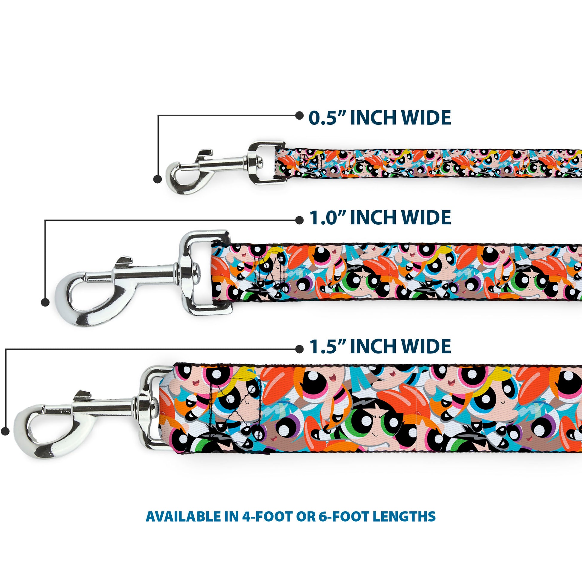Dog Leash - The Powerpuff Girls Expressions Stacked Dog Leashes Powerpuff Girls