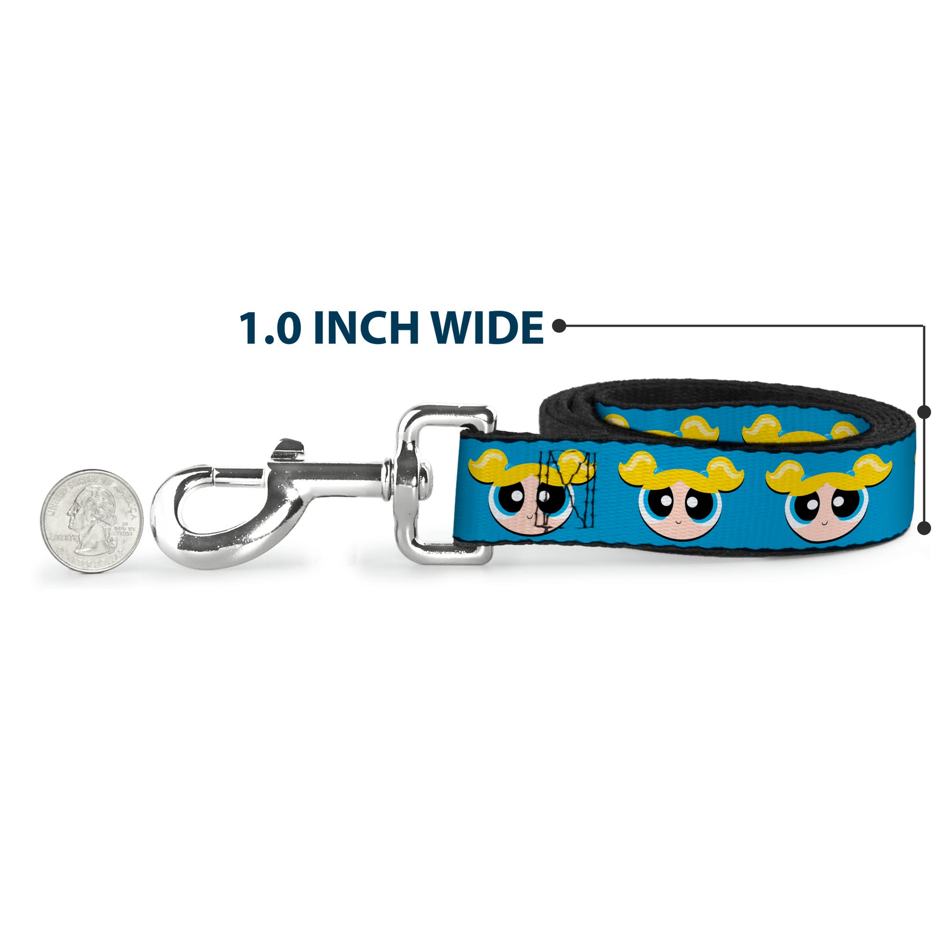 Dog Leash - The Powerpuff Girls Bubbles Face Close-Up Blue Dog Leashes Powerpuff Girls