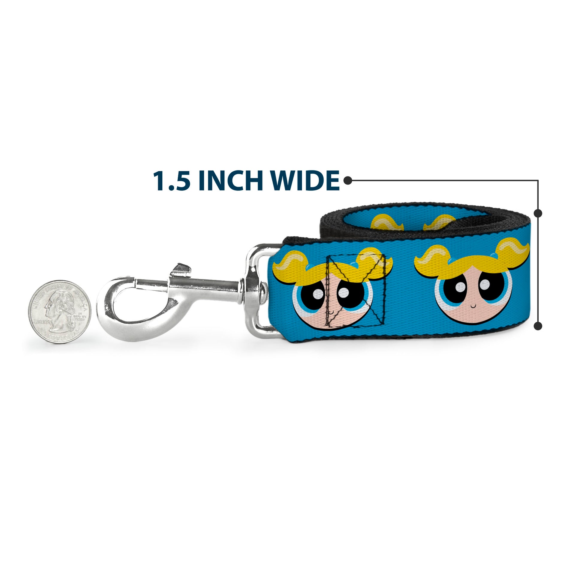 Dog Leash - The Powerpuff Girls Bubbles Face Close-Up Blue Dog Leashes Powerpuff Girls