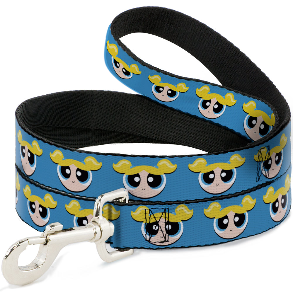 Dog Leash - The Powerpuff Girls Bubbles Face Close-Up Blue Dog Leashes Powerpuff Girls