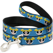 Dog Leash - The Powerpuff Girls Bubbles Face Close-Up Blue Dog Leashes Powerpuff Girls