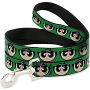 Dog Leash - The Powerpuff Girls Buttercup Face Close-Up Green Dog Leashes Powerpuff Girls
